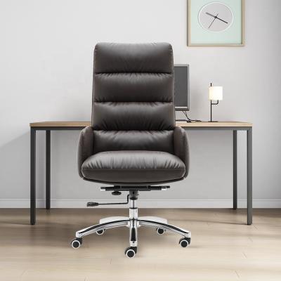 China (Size)Adjustable Light Brown Leather Thicken High End Seating Cushion Personality Director Executive Office Chairs for sale