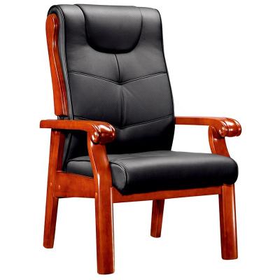 China Wood Frame Hardwood Frame Cow Leather Or PU Material Meeting Chair For Business Use for sale