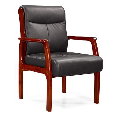 China Other Cow Leather Back And Seating With High Sponge Conference Office Furniture Wood Frame Chair for sale