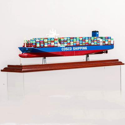 China Europe office decor luxury art props table decoration for model ships cosco wooden scale cargo ship desktop container ship for sale