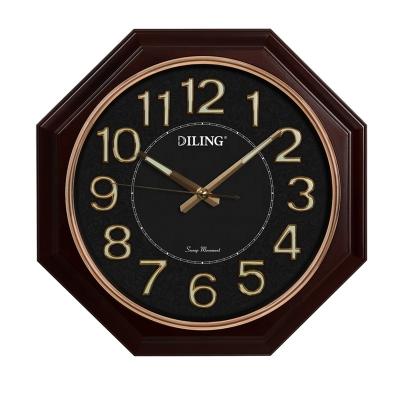 China Wholesale Modern Regular Luminous Shape LUMINOVA Octagon Plastic Octagon Wall Clocks Clock For Living Room Decor for sale