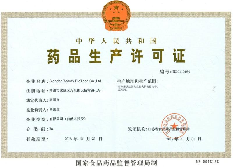 Food Approval - Slender Beauty BioTech Co., Ltd