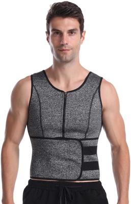 China Men Waist Trainer Sauna Suit Trainer Slimming Body Shaper Adjustable Belt Zipper Workout Corset Vest Waist Trainer for sale