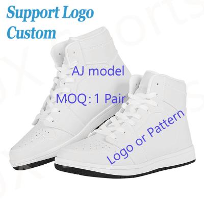 China CUSHIONING 1 Pair Custom With Logo Hot Stamping Replica Sneaker Basketball Shoes Men Casual White High Top Sport Running for sale