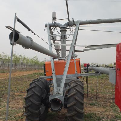 China Maximize Irrigation Field Diesel Engine Water Saving Four Wheel Lateral Irrigation System With End Spray Sprinkler for sale