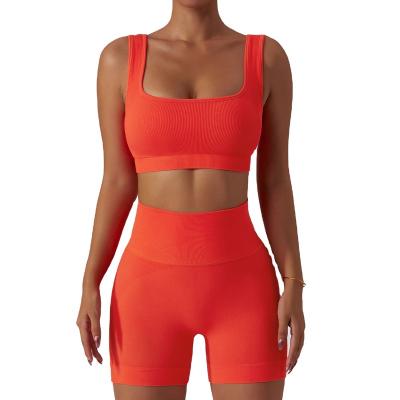 China Breathable High Waisted Butt Lifted Shockproof And Seamless Fitness Running Quick Dry Exercise Yoga Set For Women Customization Logo for sale