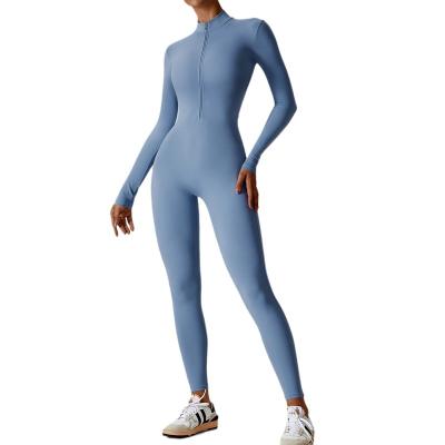 China Long Sleeve High Intensity Zipper Fitness Sports Suit Breathable Yoga Suit Without Breathable Bra Pads Summer Training for sale