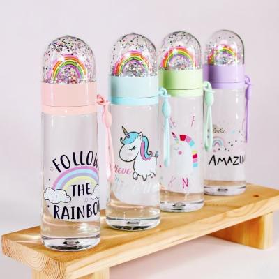 China Hot Sales Viable 320ml Creative Bling 12oz Amazon Kids Outdoor Water Bottle School Backpack Kettle with Replaceable Rope and Lids Doll for sale