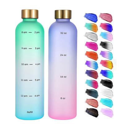 China 1000ML BPA Free Viable Frosted Plastic Drinking Eco Friendly Non-Toxic Sports Water Bottle Tritan Water Bottle With Time Maker for sale