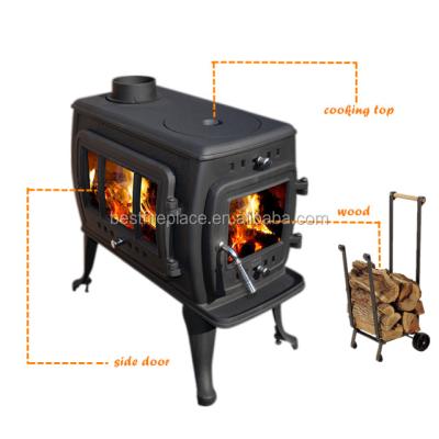 China Modern wood burning cooking stove with cooking top for sale