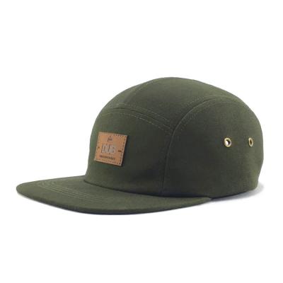 China JOINT Wholesale Custom 5 Panel Hat With Leather Patch for sale