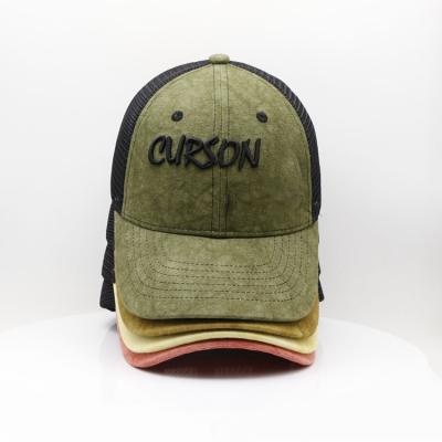 China Fashion 6 Panels 3D Embroidery Mesh Baseball Cap Custom Printed Suede Trucker Hat Hat for sale