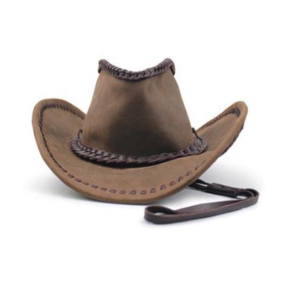 China Western Cowboy Leather Character Black Hat for sale