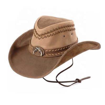 China Hot Promotional Brown Character Straw Mens Custom Cowboy Hat With Adjustable String for sale