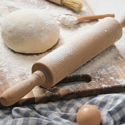 China Sustainable Beech material large movable rolling pin bun shop suitable for rolling pin roller design rolling pin for sale