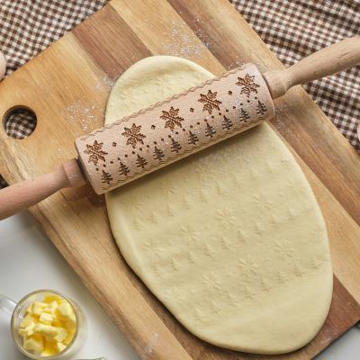 China Sustainable Cute cookies embossed rolling pin fondant printing mold household parent-child baking cookie mold for sale