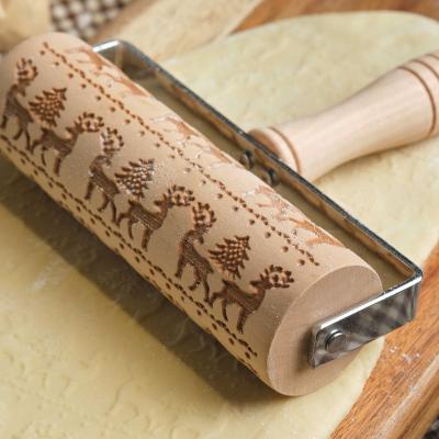 China Sustainable Rolling pin Solid wood trumpet roller rolling pin carved dumpling stick baking cookie dough rolling away hammer for sale