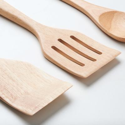 China Sustainable Solid wood spatula fork three-piece kitchenware beech spatula spoon Lacquerless non-stick pan for sale