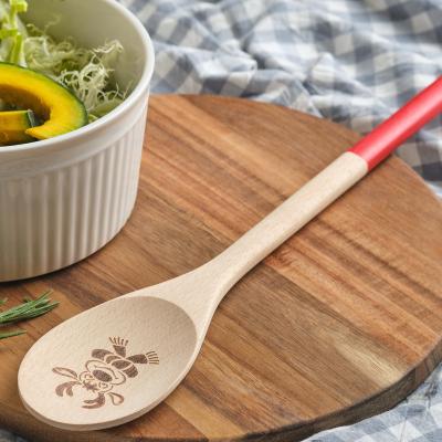 China Disposable Beech laser printed wooden spoon laser engraving spoon wooden tableware for sale