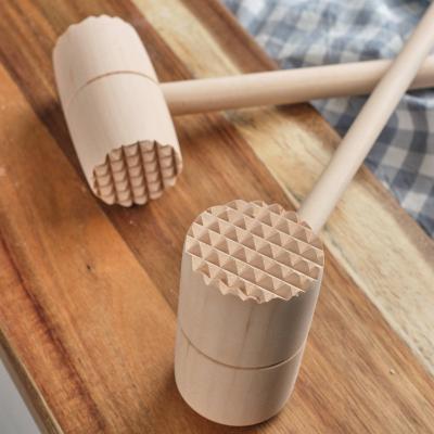 China Sustainable Custom kitchen gadgets Wooden steak double sided hammer Family steak tenderizer hammer for sale