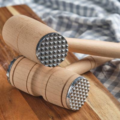 China Sustainable Sustainable wood hammer Multi-functional steak steak rib breaker Kitchen tool Double-sided meat tenderizer for sale