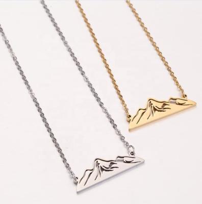 China Stainless Steel Mountain Necklace Jewelry 18K Pure Gold In Stock Can Do Fast Shipping for sale