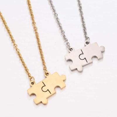 China Stainless Steel Jigsaw Puzzle Necklace Set Best Friend Necklaces for 2 for sale