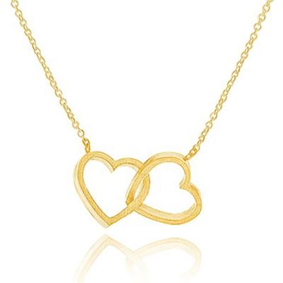 China Daily Wear Necklace Fashion Double Hearts Stainless Steel Necklace 925 Delicacy Jewelry Gold Plating Necklace for sale