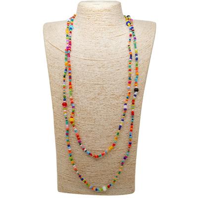 China African Beaded Necklace Daily Wear Colorful Seed Beads Handcrafted Necklace and Jewelry 2021 Long Bead Necklace for sale