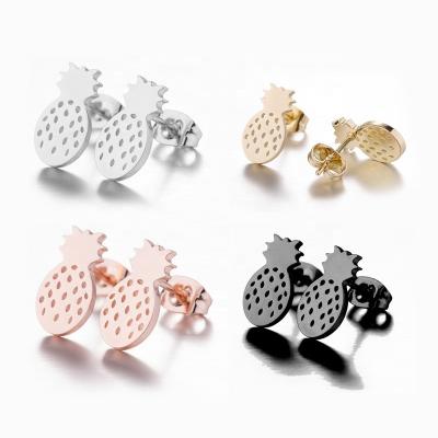 China Fashion Stainless Steel Stud Earrings Pineapple Jewelry For Women for sale