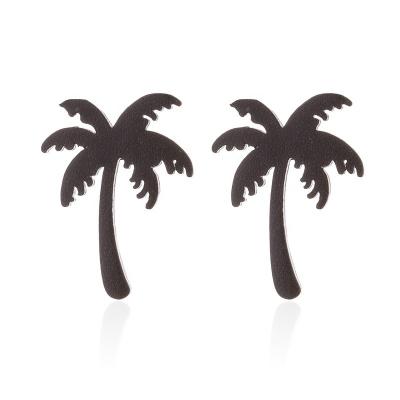 China Stainless Steel Palm Tree Earring Studs Stainless Steel Jewelry Accessories For New Year Holiday for sale