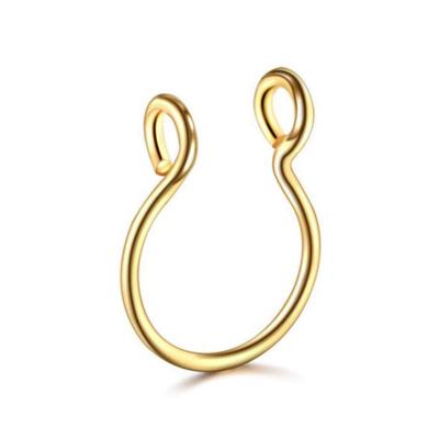 China 2022 Vintage Popular Sale Ready To Ship Stainless Steel Nose Ring Simple No Piercing Nose U-shaped Pin For Men And Women for sale