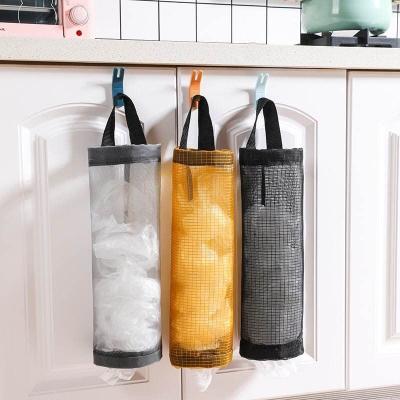 China Elastic Bottom Plastic Bag Holder, Wall Mount Grocery Bag Holder Mesh Hanging 2 Pack Storage Bag Dispenser for Bathroom, Kitchen for sale