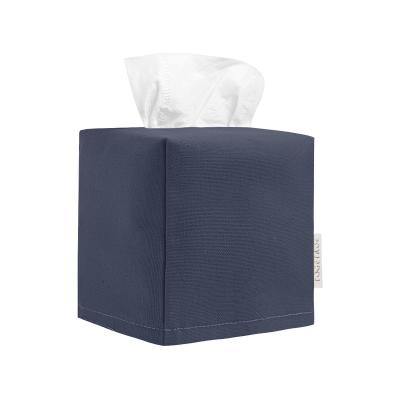 China Durable Canvas Tissue Box Lid Square 5x5x5inch Tissue Holders With Hook&loop Belt Face Box Holder For Bathroom Office Car Decor for sale