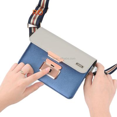 China Women Cross Ladies Fashion Fingerprint Lock Body Leather Shoulder Bag With Power Bank for sale