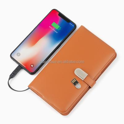 China RFID Power Bank Men PU RFID Passport Fill Male Leather Wallet Long With USB Phone Case for sale