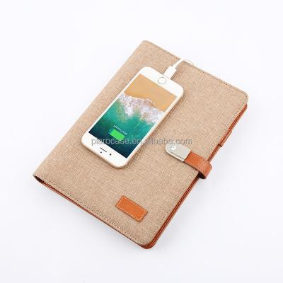 China A5 Notebook Canvas Ring Binder Paper Notebook Cover With USB Power Bank Lock for sale