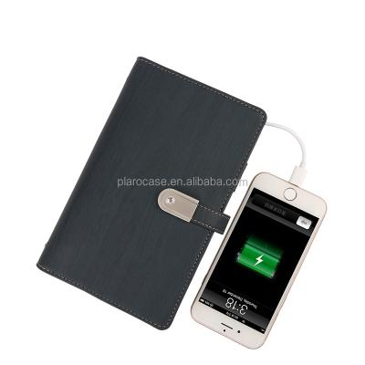 China A6 Size Magnetic OEM Lined Paper Notebook With USB Lock Power Bank for sale