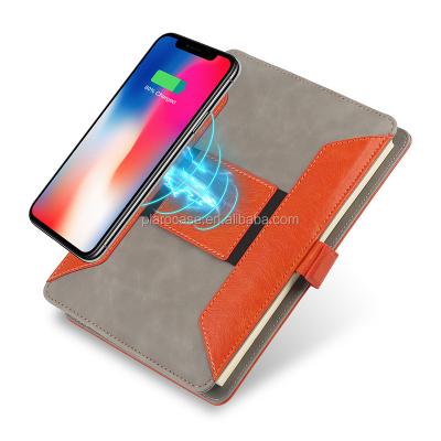 China A5 Business PU Fast Charging Wireless Charging Leather Notebook With Power Bank for sale