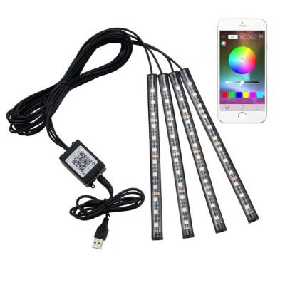 China Good Quality Remote Control Ambient Light In Car Interior Led Flexible Strips Lighting Foot Atmosphere Rhythm Mood Lights for sale