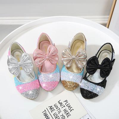 China Aliexpress Hot Selling Anti-skid Girls Girls Leather Princess Crystal Single Shoes High Heels Kids Princess Shoes Soft Sole Shoes Large for sale