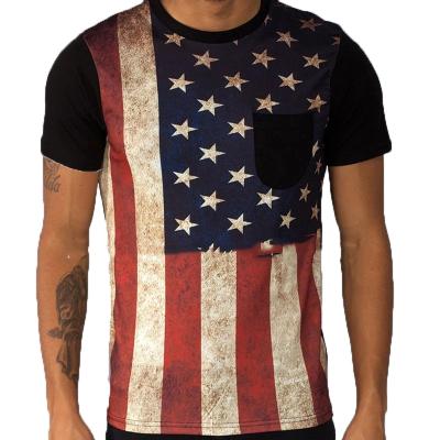 China Anti-pilling Slim Fit T-Shirt, American Flag Vintage T-Shirt for sale