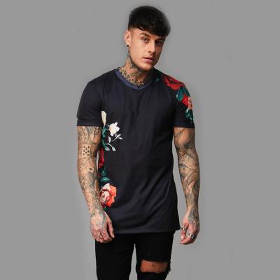 China Anti-pilling custom printing t-shirt for men floral printing sublimation t-shirt wholesale for sale