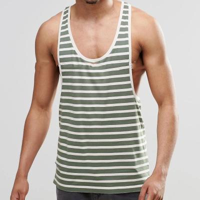 China Anti-pilling Mens Singlet Summer Tank Top Stripe Custom Tank Top for sale