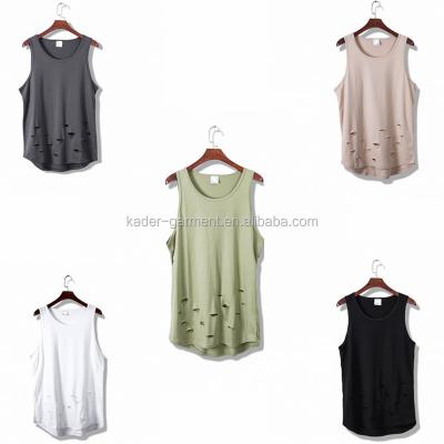 China Custom Anti-pilling Men's Plain Ripped Tank Tops Cheap Stylish Casual New Tank Tops for sale