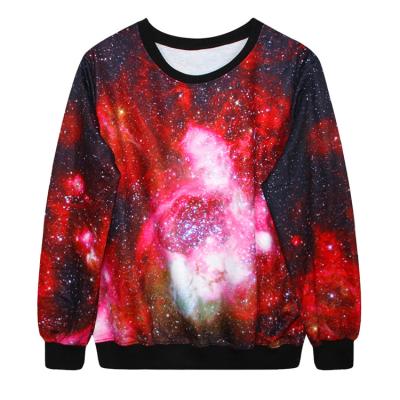 China Anti-Pilling Galaxy Sublimated T-Shirts Loose-Fit-For Women's Printed Long Sleeve Sweaters for sale