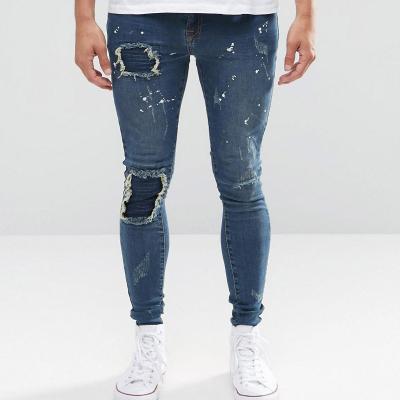 China Breathable Thin Leg Slim Fit Distressed Moto Jeans For Men for sale