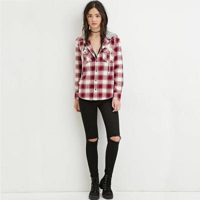 China Anti-pilling Wholesale Plaid Flannel Shirt Ladies Shirt With Hat Scotland Custom Flannel Shirt for sale