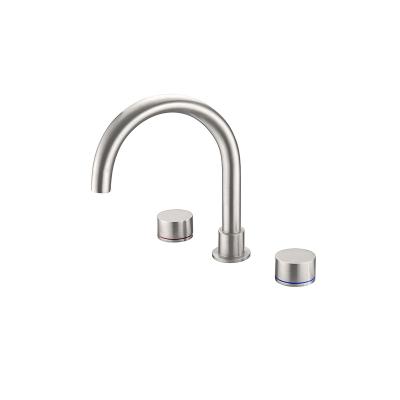 China Barless Deck Mounted Higher Design Luxury High Quality Brass Nickel Tub Tub Faucet Set Brushed Higher Sink With 2 Handles Hot Cold for sale