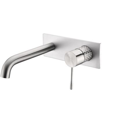 China Metered Faucets Brushed Nickel Brass Uncelling Bathroom Basin Brushed Nickel In Wall Mount Faucet Mount Faucet For Wall Mount Srayer Sink for sale